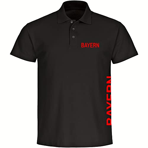 VIMAVERTRIEB® Herren Poloshirt Bayern - Brust & Seite - Druck: rot - Männer Polo Shirt Fußball Fanartikel Fanshop - Größe: M schwarz von VIMAVERTRIEB