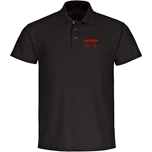 VIMAVERTRIEB® Herren Poloshirt Bayern - Herzschlag - Druck: rot - Männer Polo Shirt Fußball Fanartikel Fanshop - Größe: 3XL schwarz von VIMAVERTRIEB