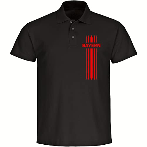 VIMAVERTRIEB® Herren Poloshirt Bayern - Streifen - Druck: rot - Männer Polo Shirt Fußball Fanartikel Fanshop - Größe: L schwarz von VIMAVERTRIEB