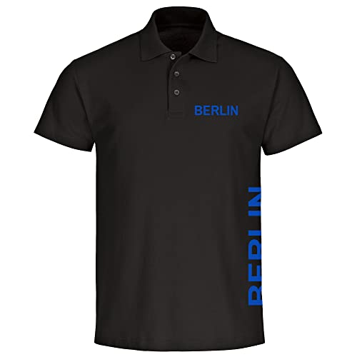 VIMAVERTRIEB® Herren Poloshirt Berlin - Brust & Seite - Druck: blau - Männer Polo Shirt Fußball Fanartikel Fanshop - Größe: 3XL schwarz von VIMAVERTRIEB