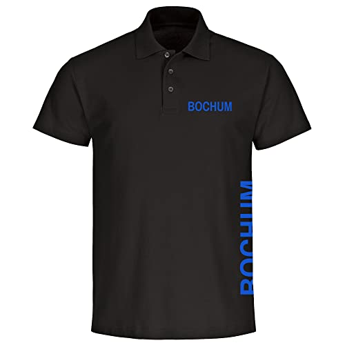 VIMAVERTRIEB® Herren Poloshirt Bochum - Brust & Seite - Druck: blau - Männer Polo Shirt Fußball Fanartikel Fanshop - Größe: L schwarz von VIMAVERTRIEB