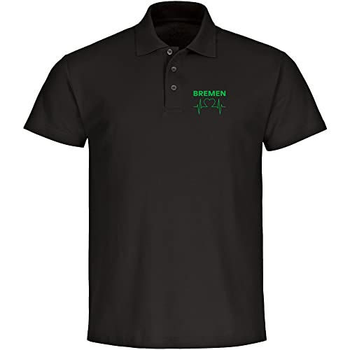 VIMAVERTRIEB® Herren Poloshirt Bremen - Herzschlag - Druck: grün - Männer Polo Shirt Fußball Fanartikel Fanshop - Größe: 4XL schwarz von VIMAVERTRIEB