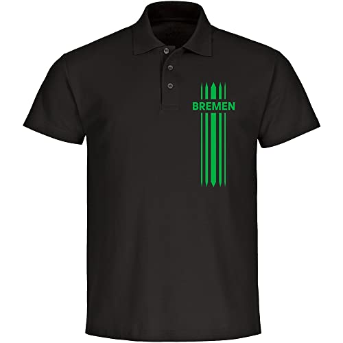 VIMAVERTRIEB® Herren Poloshirt Bremen - Streifen - Druck: grün - Männer Polo Shirt Fußball Fanartikel Fanshop - Größe: 4XL schwarz von VIMAVERTRIEB