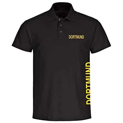 VIMAVERTRIEB® Herren Poloshirt Dortmund - Brust & Seite - Druck: gelb - Männer Polo Shirt Fußball Fanartikel Fanshop - Größe: 5XL schwarz von VIMAVERTRIEB