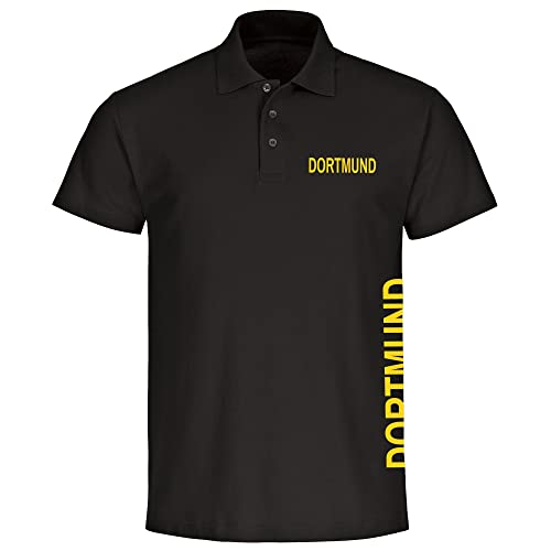 VIMAVERTRIEB® Herren Poloshirt Dortmund - Brust & Seite - Druck: gelb - Männer Polo Shirt Fußball Fanartikel Fanshop - Größe: XL schwarz von VIMAVERTRIEB