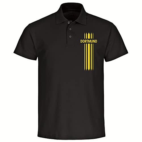 VIMAVERTRIEB® Herren Poloshirt Dortmund - Streifen - Druck: gelb - Männer Polo Shirt Fußball Fanartikel Fanshop - Größe: 4XL schwarz von VIMAVERTRIEB