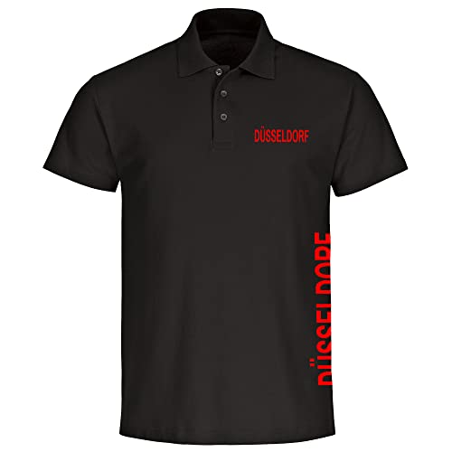 VIMAVERTRIEB® Herren Poloshirt Düsseldorf - Brust & Seite - Druck: rot - Männer Polo Shirt Fußball Fanartikel Fanshop - Größe: 3XL schwarz von VIMAVERTRIEB