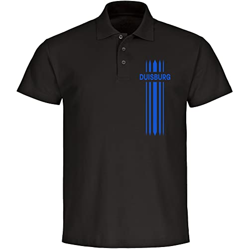 VIMAVERTRIEB® Herren Poloshirt Duisburg - Streifen - Druck: blau - Männer Polo Shirt Fußball Fanartikel Fanshop - Größe: L schwarz von VIMAVERTRIEB