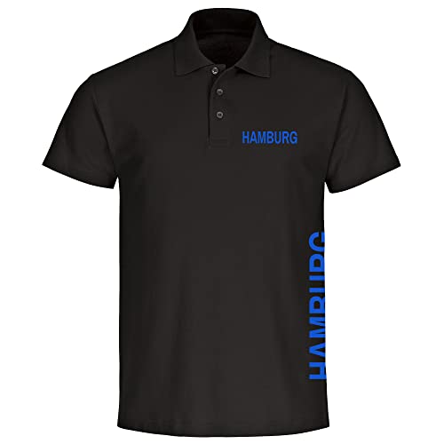 VIMAVERTRIEB® Herren Poloshirt Hamburg - Brust & Seite - Druck: blau - Männer Polo Shirt Fußball Fanartikel Fanshop - Größe: XL schwarz von VIMAVERTRIEB