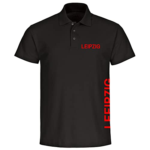 VIMAVERTRIEB® Herren Poloshirt Leipzig - Brust & Seite - Druck: rot - Männer Polo Shirt Fußball Fanartikel Fanshop - Größe: 4XL schwarz von VIMAVERTRIEB