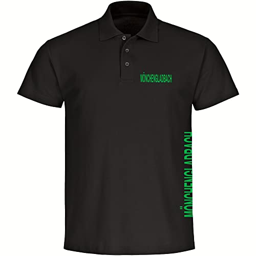 VIMAVERTRIEB® Herren Poloshirt Mönchengladbach - Brust & Seite - Druck: grün - Männer Polo Shirt Fußball Fanartikel Fanshop - Größe: XL schwarz von VIMAVERTRIEB