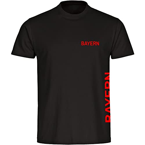 VIMAVERTRIEB® Herren T-Shirt Bayern - Brust & Seite - Druck: rot - Männer Shirt Fußball Fanartikel Fanshop - Größe: XL schwarz von VIMAVERTRIEB