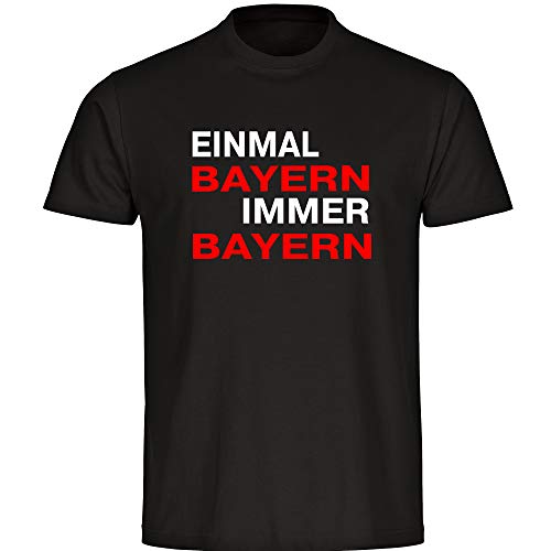 VIMAVERTRIEB® Herren T-Shirt Bayern - Einmal Immer - Druck: rot/weiß - Männer Shirt Fußball Fanartikel Fanshop - Größe: S schwarz von VIMAVERTRIEB