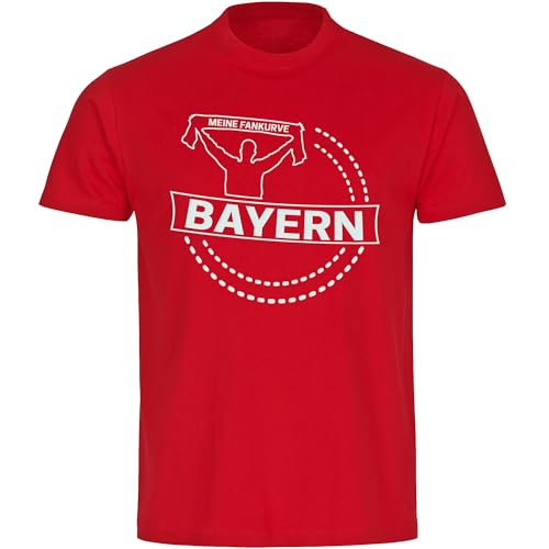 VIMAVERTRIEB® Herren T-Shirt Bayern - Meine Fankurve - Druck: weiß - Männer Shirt Fußball Fanartikel Fanshop - Größe: 5XL rot von VIMAVERTRIEB