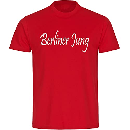 VIMAVERTRIEB® Herren T-Shirt Berlin - Berliner Jung - Druck: weiß - Männer Shirt Fußball Fanartikel Fanshop - Größe: 3XL rot von VIMAVERTRIEB