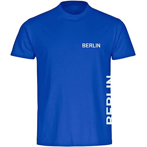 VIMAVERTRIEB® Herren T-Shirt Berlin - Brust & Seite - Druck: weiß - Männer Shirt Fußball Fanartikel Fanshop - Größe: 3XL blau von VIMAVERTRIEB