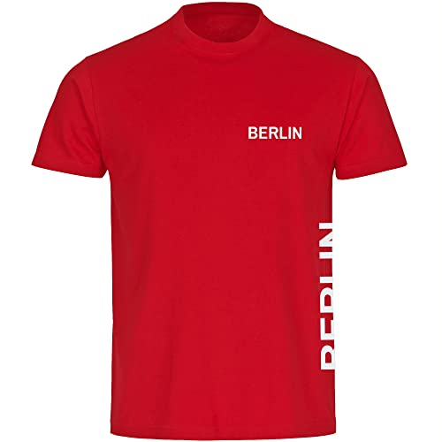 VIMAVERTRIEB® Herren T-Shirt Berlin - Brust & Seite - Druck: weiß - Männer Shirt Fußball Fanartikel Fanshop - Größe: 5XL rot von VIMAVERTRIEB