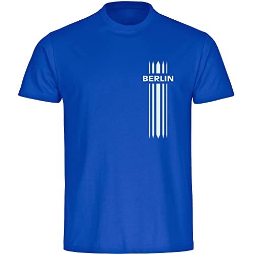 VIMAVERTRIEB® Herren T-Shirt Berlin - Streifen - Druck: weiß - Männer Shirt Fußball Fanartikel Fanshop - Größe: XL blau von VIMAVERTRIEB