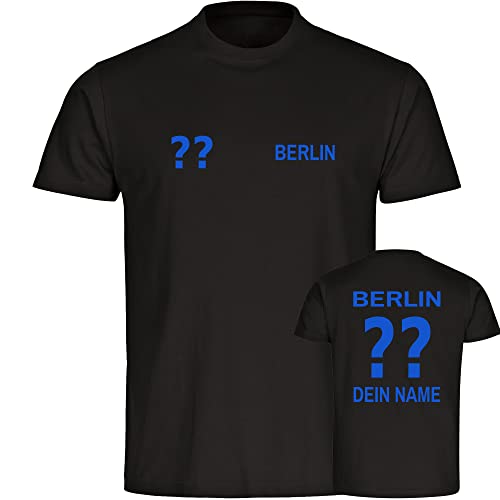 VIMAVERTRIEB® Herren T-Shirt Berlin - Trikot mit Deinem Namen und Nummer - Druck: blau - Männer Shirt Wunschtext - Größe: 3XL schwarz von VIMAVERTRIEB