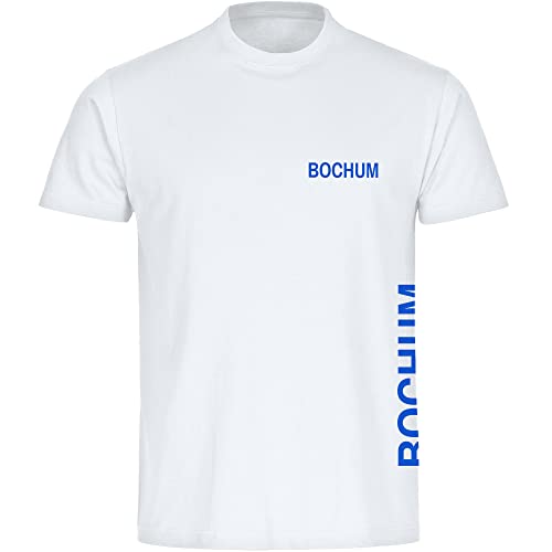 VIMAVERTRIEB® Herren T-Shirt Bochum - Brust & Seite - Druck: blau - Männer Shirt Fußball Fanartikel Fanshop - Größe: M weiß von VIMAVERTRIEB