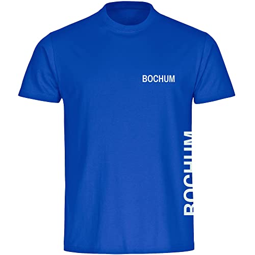 VIMAVERTRIEB® Herren T-Shirt Bochum - Brust & Seite - Druck: weiß - Männer Shirt Fußball Fanartikel Fanshop - Größe: M blau von VIMAVERTRIEB