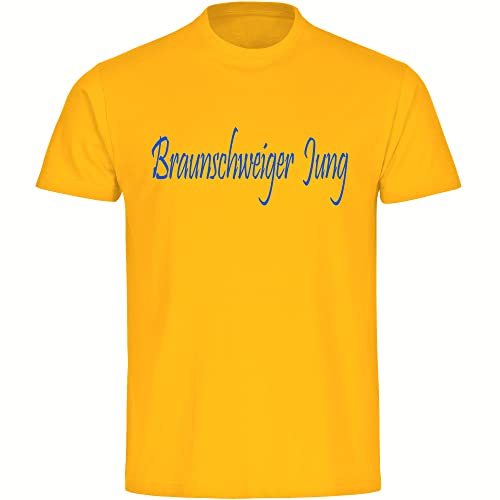 VIMAVERTRIEB® Herren T-Shirt Braunschweig - Braunschweiger Jung - Druck: blau - Männer Shirt Fußball Fanartikel Fanshop - Größe: 3XL gelb von VIMAVERTRIEB