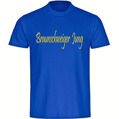 VIMAVERTRIEB® Herren T-Shirt Braunschweig - Braunschweiger Jung - Druck: gelb - Männer Shirt Fußball Fanartikel Fanshop - Größe: L blau von VIMAVERTRIEB