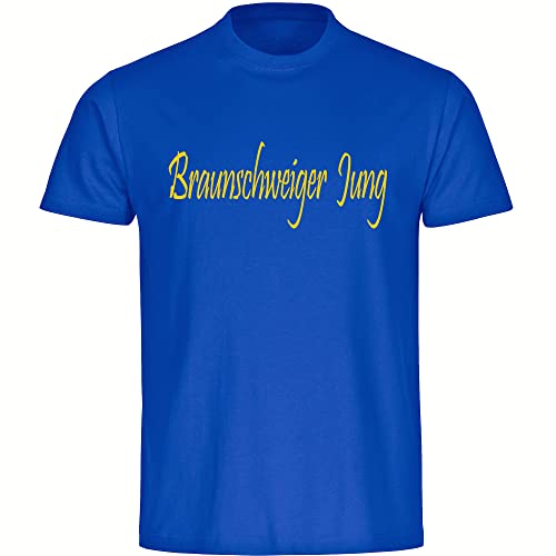 VIMAVERTRIEB® Herren T-Shirt Braunschweig - Braunschweiger Jung - Druck: gelb - Männer Shirt Fußball Fanartikel Fanshop - Größe: M blau von VIMAVERTRIEB