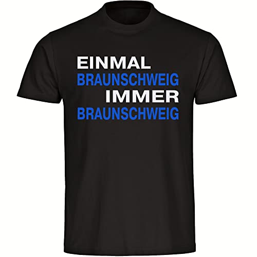 VIMAVERTRIEB® Herren T-Shirt Braunschweig - Einmal Immer - Druck: blau/weiß - Männer Shirt Fußball Fanartikel Fanshop - Größe: XL schwarz-2 von VIMAVERTRIEB