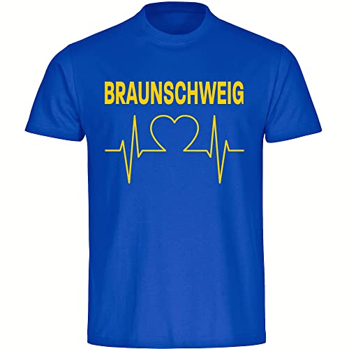 VIMAVERTRIEB® Herren T-Shirt Braunschweig - Herzschlag - Druck: gelb - Männer Shirt Fußball Fanartikel Fanshop - Größe: 5XL blau von VIMAVERTRIEB