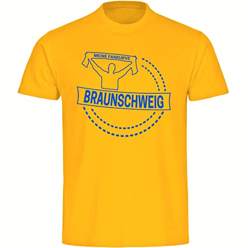 VIMAVERTRIEB® Herren T-Shirt Braunschweig - Meine Fankurve - Druck: blau - Männer Shirt Fußball Fanartikel Fanshop - Größe: M gelb von VIMAVERTRIEB