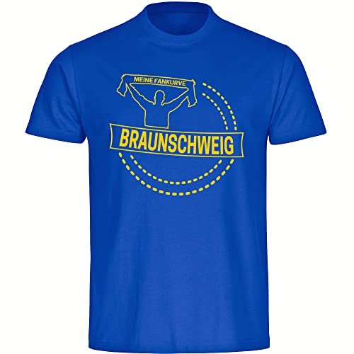 VIMAVERTRIEB® Herren T-Shirt Braunschweig - Meine Fankurve - Druck: gelb - Männer Shirt Fußball Fanartikel Fanshop - Größe: XL blau von VIMAVERTRIEB