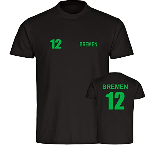 VIMAVERTRIEB® Herren T-Shirt Bremen - Trikot 12 - Druck: grün - Männer Shirt Fußball Fanartikel Fanshop - Größe: 3XL schwarz von VIMAVERTRIEB