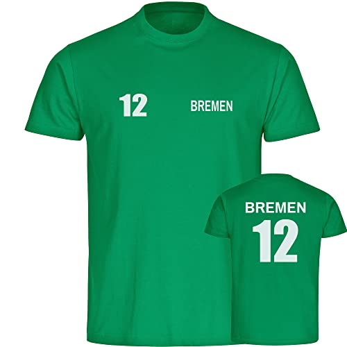 VIMAVERTRIEB® Herren T-Shirt Bremen - Trikot 12 - Druck: weiß - Männer Shirt Fußball Fanartikel Fanshop - Größe: L grün von VIMAVERTRIEB