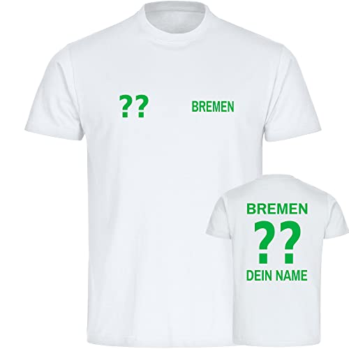 VIMAVERTRIEB® Herren T-Shirt Bremen - Trikot mit Deinem Namen und Nummer - Druck: grün - Männer Shirt Fußball Fanartikel Fanshop - Größe: 3XL weiß von VIMAVERTRIEB