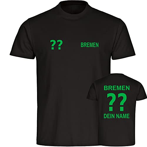 VIMAVERTRIEB® Herren T-Shirt Bremen - Trikot mit Deinem Namen und Nummer - Druck: grün - Männer Shirt Fußball Fanartikel Fanshop - Größe: 5XL schwarz von VIMAVERTRIEB