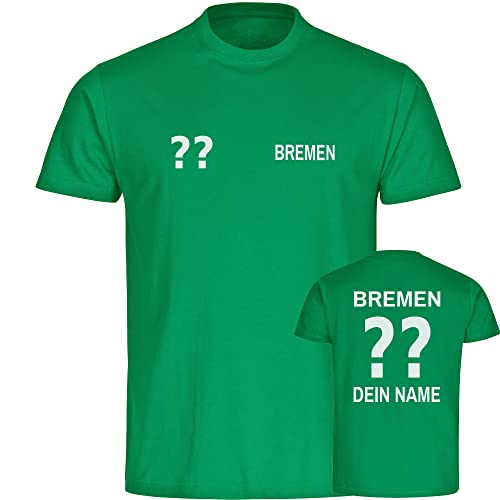 VIMAVERTRIEB® Herren T-Shirt Bremen - Trikot mit Deinem Namen und Nummer - Druck: weiß - Männer Shirt Fußball Fanartikel Fanshop - Größe: 3XL grün von VIMAVERTRIEB