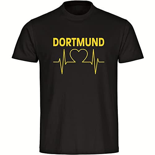 VIMAVERTRIEB® Herren T-Shirt Dortmund - Herzschlag - Druck: gelb - Männer Shirt Fußball Fanartikel Fanshop - Größe: XL schwarz von VIMAVERTRIEB