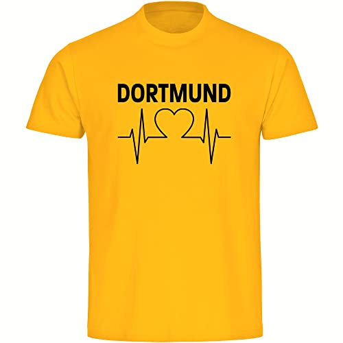 VIMAVERTRIEB® Herren T-Shirt Dortmund - Herzschlag - Druck: schwarz - Männer Shirt Fußball Fanartikel Fanshop - Größe: 3XL gelb von VIMAVERTRIEB