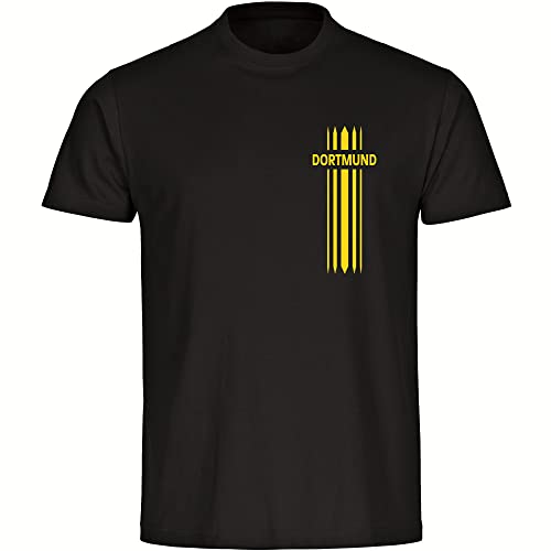 VIMAVERTRIEB® Herren T-Shirt Dortmund - Streifen - Druck: gelb - Männer Shirt Fußball Fanartikel Fanshop - Größe: L schwarz von VIMAVERTRIEB