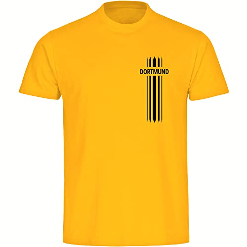 VIMAVERTRIEB® Herren T-Shirt Dortmund - Streifen - Druck: schwarz - Männer Shirt Fußball Fanartikel Fanshop - Größe: L gelb von VIMAVERTRIEB