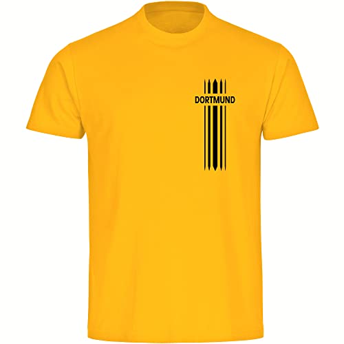 VIMAVERTRIEB® Herren T-Shirt Dortmund - Streifen - Druck: schwarz - Männer Shirt Fußball Fanartikel Fanshop - Größe: XL gelb von VIMAVERTRIEB