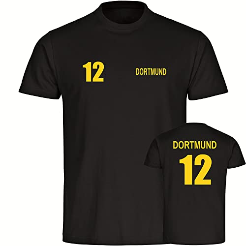 VIMAVERTRIEB® Herren T-Shirt Dortmund - Trikot 12 - Druck: gelb - Männer Shirt Fußball Fanartikel Fanshop - Größe: S schwarz von VIMAVERTRIEB