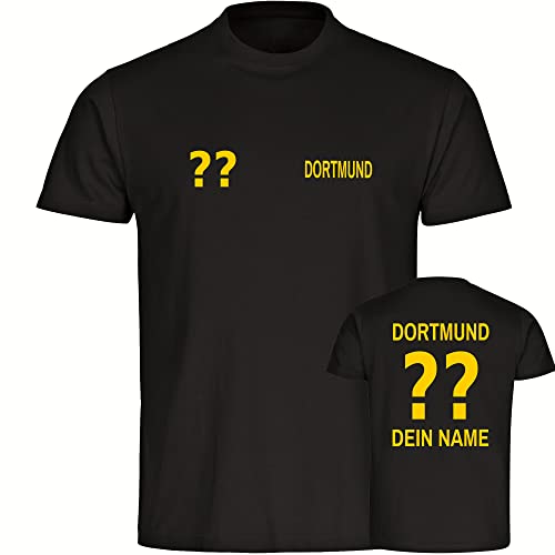 VIMAVERTRIEB® Herren T-Shirt Dortmund - Trikot mit Deinem Namen und Nummer - Druck: gelb - Männer Shirt Fußball Fanartikel Fanshop - Größe: XL schwarz von VIMAVERTRIEB