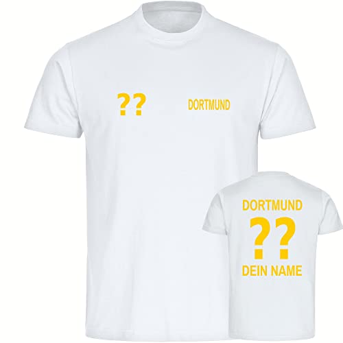 VIMAVERTRIEB® Herren T-Shirt Dortmund - Trikot mit Deinem Namen und Nummer - Druck: gelb - Männer Shirt Fußball Fanartikel Fanshop - Größe: XL weiß von VIMAVERTRIEB