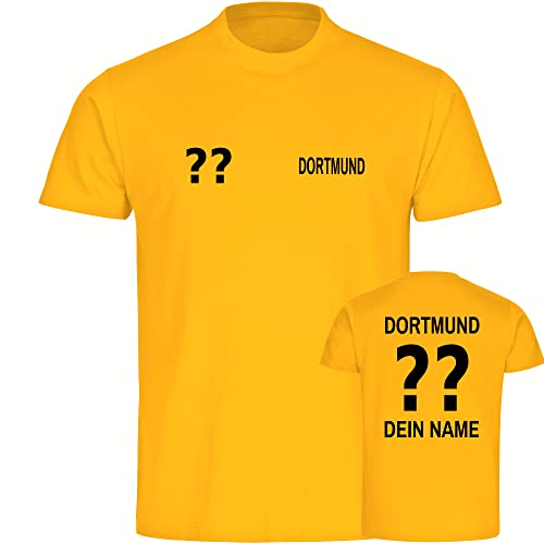 VIMAVERTRIEB® Herren T-Shirt Dortmund - Trikot mit Deinem Namen und Nummer - Druck: schwarz - Männer Shirt Fußball Fanartikel Fanshop - Größe: L gelb von VIMAVERTRIEB