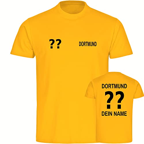 VIMAVERTRIEB® Herren T-Shirt Dortmund - Trikot mit Deinem Namen und Nummer - Druck: schwarz - Männer Shirt Fußball Fanartikel Fanshop - Größe: XL gelb von VIMAVERTRIEB