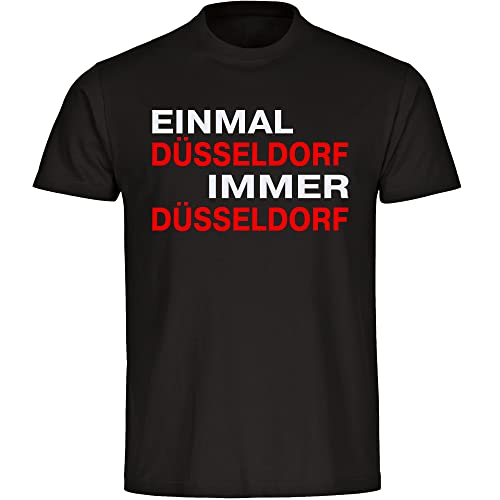 VIMAVERTRIEB® Herren T-Shirt Düsseldorf - Einmal Immer - Druck: rot/weiß - Männer Shirt Fußball Fanartikel Fanshop - Größe: L schwarz von VIMAVERTRIEB