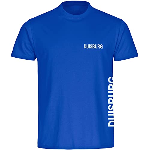 VIMAVERTRIEB® Herren T-Shirt Duisburg - Brust & Seite - Druck: weiß - Männer Shirt Fußball Fanartikel Fanshop - Größe: 3XL blau von VIMAVERTRIEB