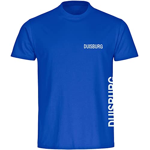 VIMAVERTRIEB® Herren T-Shirt Duisburg - Brust & Seite - Druck: weiß - Männer Shirt Fußball Fanartikel Fanshop - Größe: 4XL blau von VIMAVERTRIEB